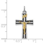 Sterling Silver Platinum-plated Gold-tone INRI Crucifix Charm - Image 3
