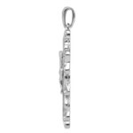 Sterling Silver Rhodium-plated CZ Crucifix Pendant - Image 2