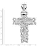Sterling Silver Rhodium-plated CZ Crucifix Pendant - Image 3