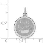 Sterling Silver Rhodium-plated Happy Birthday Disc Charm - Image 4