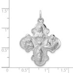Sterling Silver Platinum-plated Satin 4-way Medal - Image 3