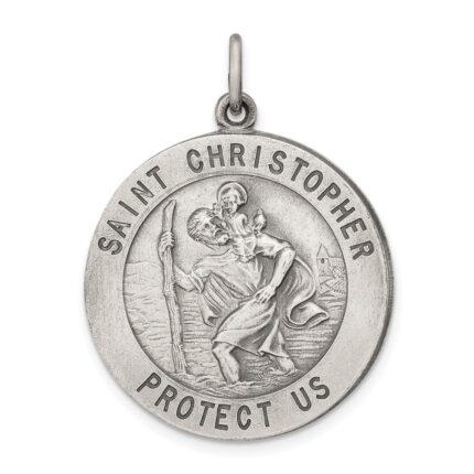 Sterling Silver Antiqued St. Christopher Medal
