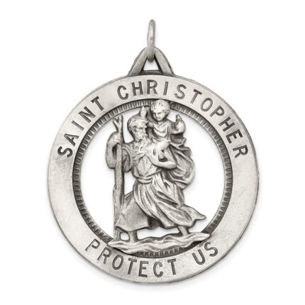 Sterling Silver Antiqued St. Christopher Medal