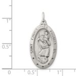 Sterling Silver Antiqued St. Christopher Medal - Image 3