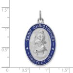 Sterling Silver Platinum-plated Enameled St. Christopher Medal - Image 4