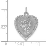 Sterling Silver Rhodium-plated Sweet Sixteen Disc Charm - Image 4