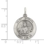 Sterling Silver Antiqued St. Barbara Medal - Image 3