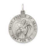 Sterling Silver Antiqued Saint Francis of Assisi Medal