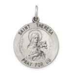 Sterling Silver Antiqued St. Theresa Medal