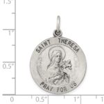Sterling Silver Antiqued St. Theresa Medal - Image 3