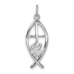 Sterling Silver Platinum-plated Ichthus Fish Charm