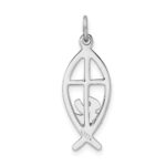 Sterling Silver Platinum-plated Ichthus Fish Charm - Image 3