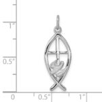 Sterling Silver Platinum-plated Ichthus Fish Charm - Image 4