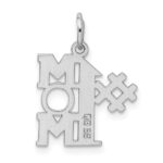 Sterling Silver Rhodium-plated # 1 Mom Polished Charm - Image 3