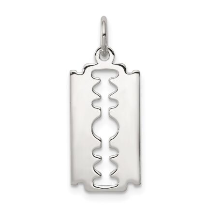 Sterling Silver Rhodium-plated Razor Blade Polished Charm