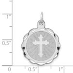 Sterling Silver Rhodium-plated Cross Disc Charm - Image 3