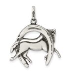 Sterling Silver Antiqued Horse in Horseshoe Charm - Image 4