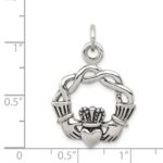 Sterling Silver Antiqued Claddagh Pendant - Image 3