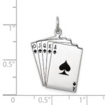 Sterling Silver Rhodium-plated Playing cards Polished Charm - Image 3