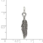Sterling Silver Antiqued Feather Charm - Image 3