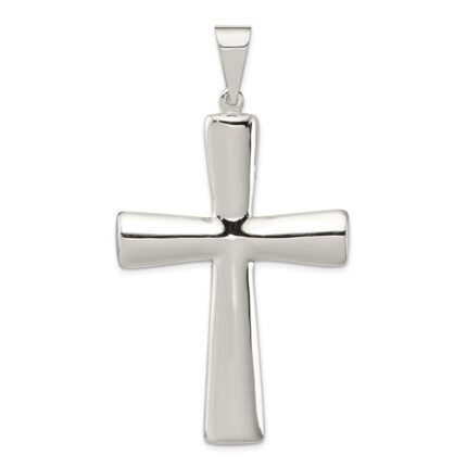 Sterling Silver Rhodium-plated Hollow Cross Pendant