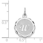 Sterling Silver/Rhodium-plated Brocaded Letter W Initial Pendant - Image 4