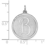 Sterling Silver Rhodium-plated Brocaded Letter B Initial Charm - Image 3