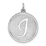 Sterling Silver Rhodium-plated Brocaded Letter I Initial Charm
