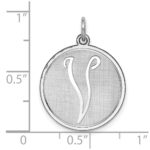 Sterling Silver Rhodium-plated Brocaded Letter V Initial Charm - Image 3