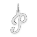 Sterling Silver Rhodium-plated Stamped Letter P Initial Charm