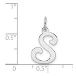 Sterling Silver Rhodium-plated Stamped Letter S Initial Charm - Image 4