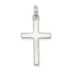 Sterling Silver Rhodium-plated Polished Cross Pendant - Image 4