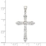 Sterling Silver Rhodium-plated CZ Cross Pendant - Image 3