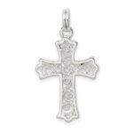 Sterling Silver Rhodium-plated Filigree Cross Charm - Image 4