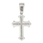 Sterling Silver Rhodium-plated CZ Cross Pendant - Image 4