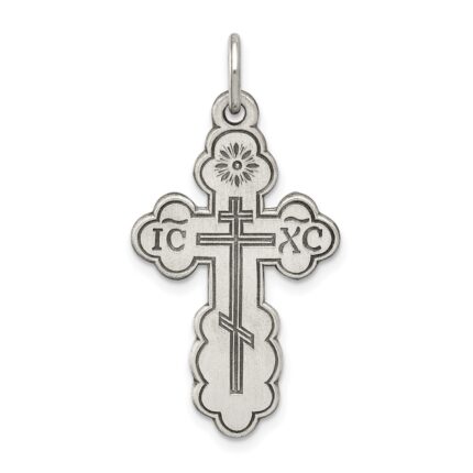 Sterling Silver Antiqued Eastern Orthodox Cross Charm