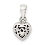 Sterling Silver Antique Puff Heart Charm - Image 4