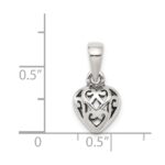 Sterling Silver Antique Puff Heart Charm - Image 3