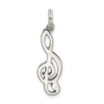 Sterling Silver Rhodium-plated Music Note Charm - Image 4