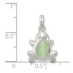 Sterling Silver Green Cats Eye Frog Charm - Image 3