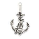 Sterling Silver Antiqued Anchor and Rope Pendant - Image 4
