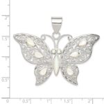 Sterling Silver Filigree Fancy Mother of Pearl Butterfly Pendant - Image 3