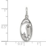 Sterling Silver Antiqued Crane in Oval Frame Charm - Image 3