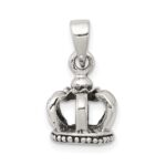 Sterling Silver Antiqued Crown Pendant