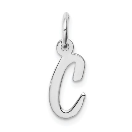 Sterling Silver Rhodium-plated Script Letter C Initial Charm