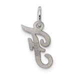 Sterling Silver Rhodium-plated Script Letter F Initial Charm - Image 4