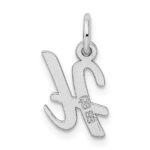 Sterling Silver Rhodium-plated Script Letter H Initial Charm - Image 3