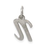 Sterling Silver Rhodium-plated Script Letter N Initial Charm - Image 4
