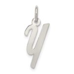 Sterling Silver Rhodium-plated Small Script Letter Y Initial Charm