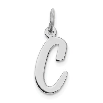 Sterling Silver Rhodium-plated Script Letter C Initial Charm